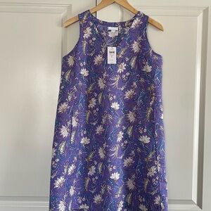 NWT Purple Floral Print Linen Dress